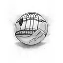 A powerful giant with an american football in hand, surrounded by black and grey flames tattoo design idea