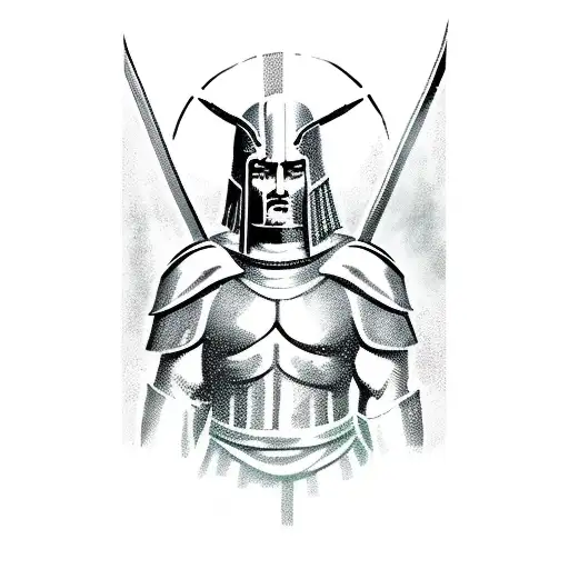 Spartan with sheild and spear tattoo design idea