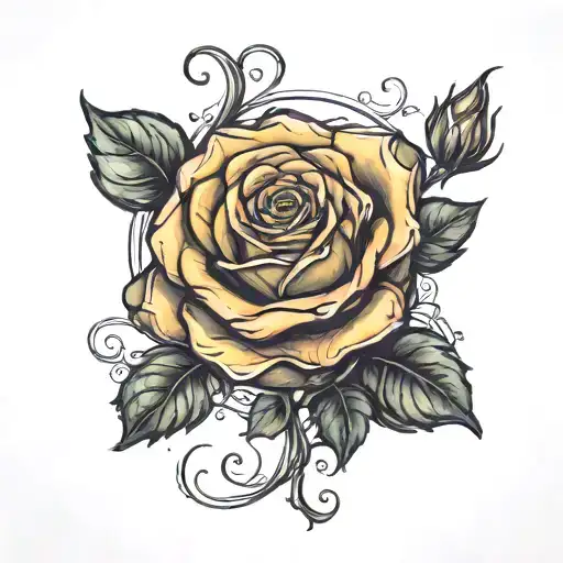 Beauty and the beast rose growing tattoo design idea