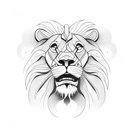 Lion with Clock inside of the eyes tattoo design idea