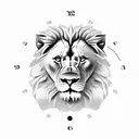 Lion with Clock inside of the eyes tattoo design idea