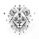 Lion with Clock inside of the eyes tattoo design idea