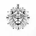 Lion with Clock inside of the eyes tattoo design idea