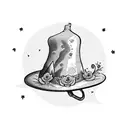 potion bottle, witch hat, mushrooms, flowers,  tattoo design idea