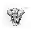 A minimalist tattoo of an elephant with a guitar as its trunk tattoo design idea