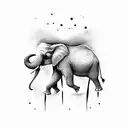 A minimalist tattoo of an elephant with a guitar as its trunk tattoo design idea