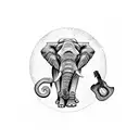 A minimalist tattoo of an elephant with a guitar as its trunk tattoo design idea