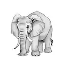 A minimalist tattoo of an elephant with a guitar as its trunk tattoo design idea