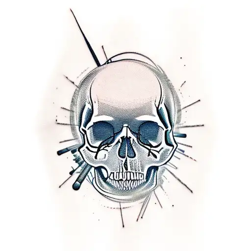 Skull, music, drums, guitar tattoo design idea