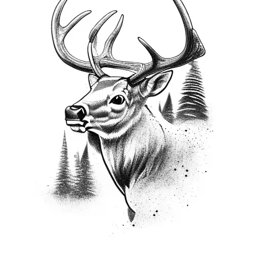 cowboy riding bucking deer tattoo design idea