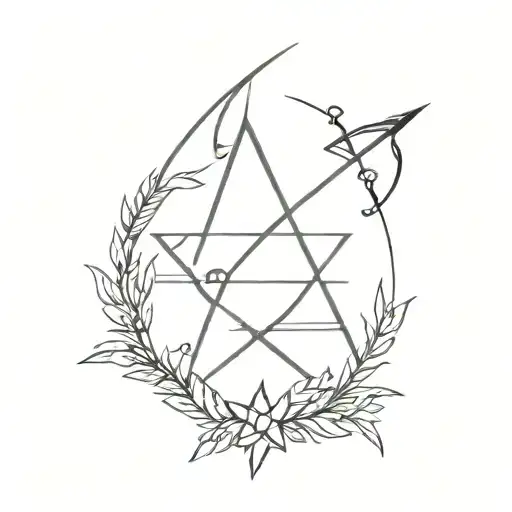 bow and arrow with star of david tattoo design idea