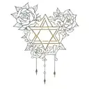 star of david and flowers tattoo design idea