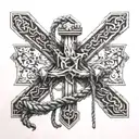A biblical cross with a noose tied on it with a serpent in it tattoo design idea
