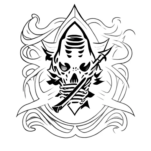 corvo com espada  tattoo design idea