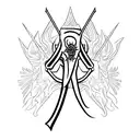 corvo com espada  tattoo design idea