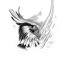 A majestic eagle soaring over a dense forest tattoo design idea