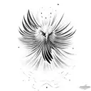 A majestic eagle soaring over a dense forest tattoo design idea