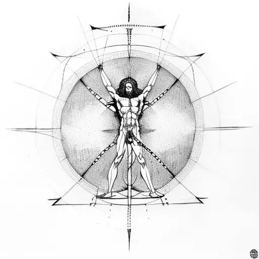 vitruvian man and Zeus  tattoo design idea