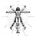vitruvian man and Zeus  tattoo design idea