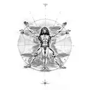 vitruvian man and Zeus  tattoo design idea