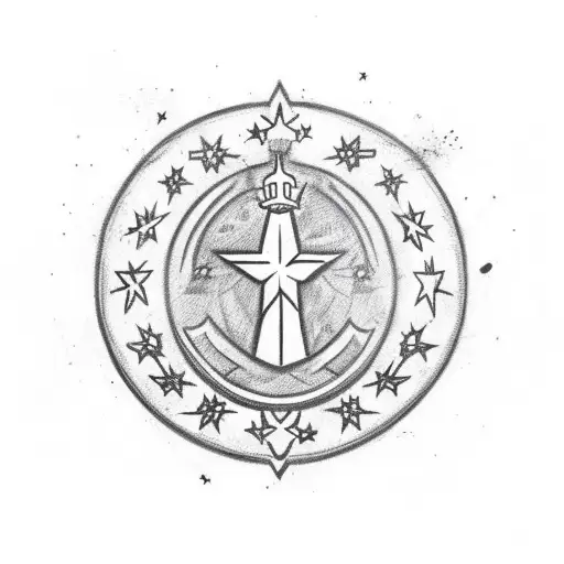 Romanian flag with a star, a musical note and a ak47 tattoo design idea