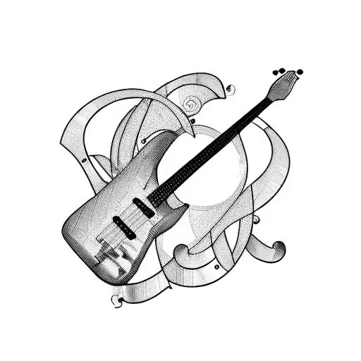 guitar and motorbike tattoo design idea