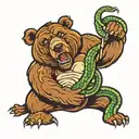 Bear crushing a snake tattoo design idea