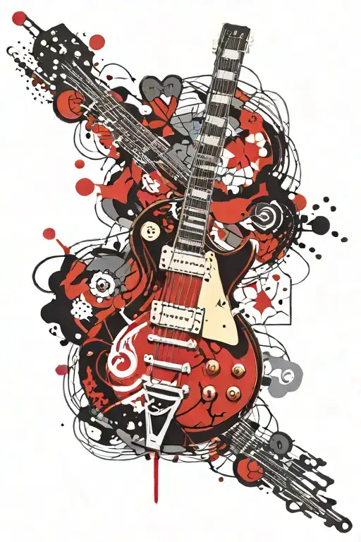 Les Paul guitar transforming tattoo design idea