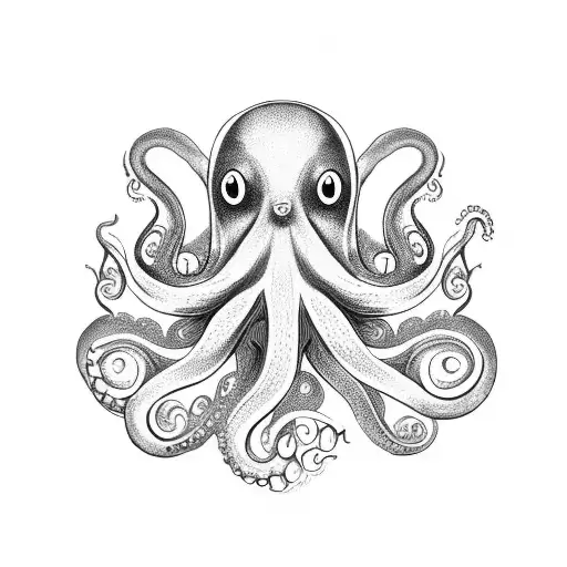 cute Octopus in fire tattoo design idea
