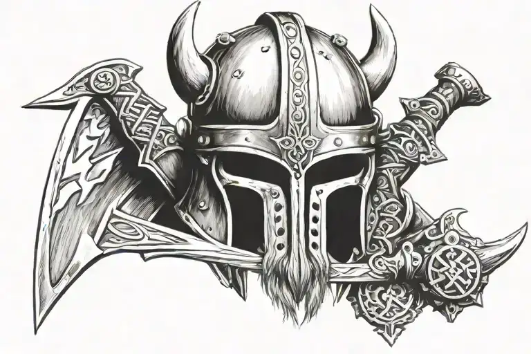 crossed viking axes and helmet tattoo design tattoo design idea