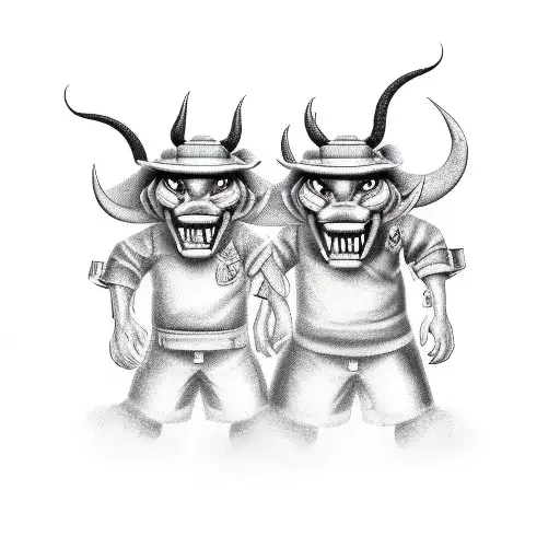 firefighter and devil  tattoo design idea