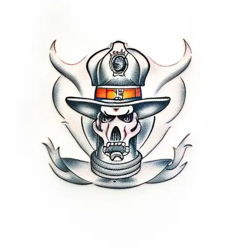 firefighter and devil  tattoo design idea