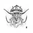 firefighter and devil  tattoo design idea