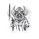 firefighter and devil  tattoo design idea