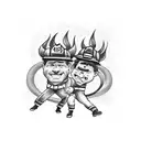 firefighter and devil  tattoo design idea
