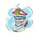 firefighter and devil  tattoo design idea