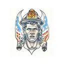 firefighter and devil  tattoo design idea