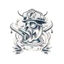 firefighter and devil  tattoo design idea