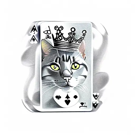 cat, dog, crown, playing cards and dice tattoo design idea