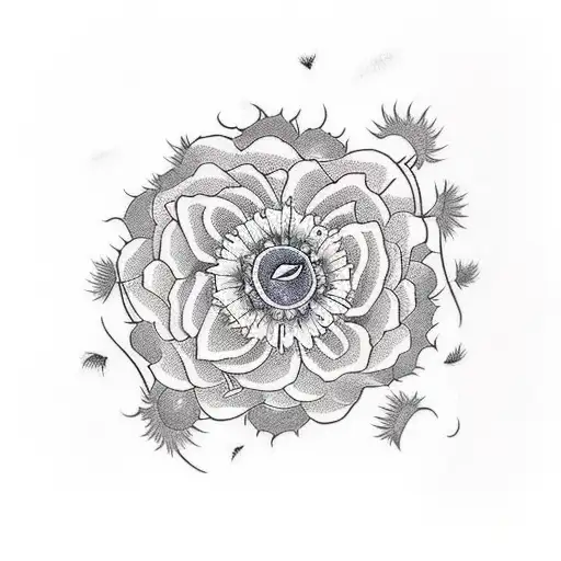 Rose & dandelion  tattoo design idea