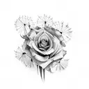 Rose & dandelion  tattoo design idea