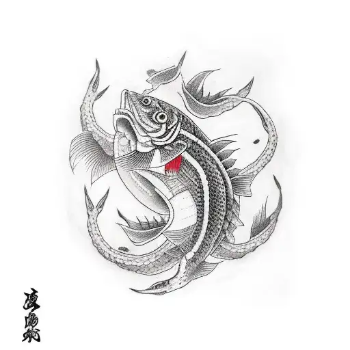 rana pescando en un muelle tattoo design idea