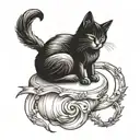 lonely cat sleeping tattoo design idea