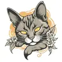 lonely cat sleeping tattoo design idea
