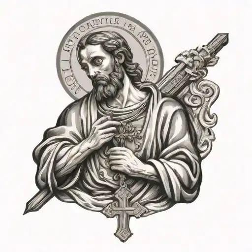 Saint chirstopher prayer with a cross and they a bead necklace with a Saint Christopher pendent on the end tattoo design idea