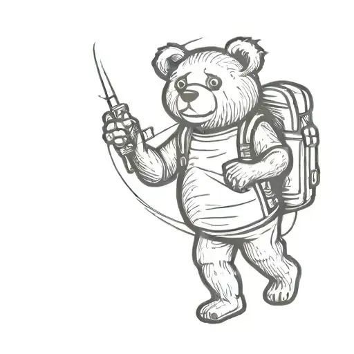 teddybear wearing backpack tattoo design idea