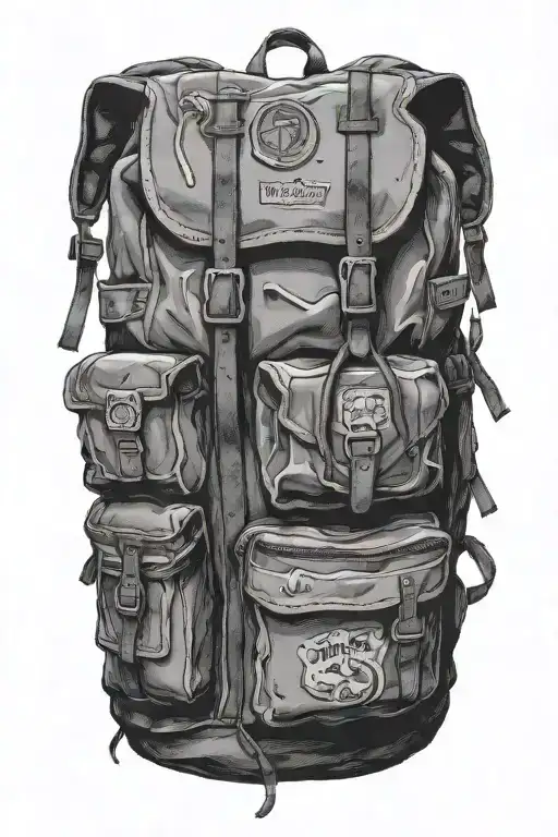 backpacks are stuffed along bumpy roads tattoo design idea