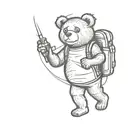 teddybear wearing backpack tattoo design idea