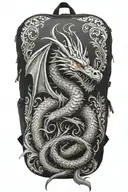 virgin dragon backpack tattoo design idea