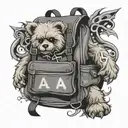 backpack where a little teddybear pops out, button with the A from anarchy tattoo design idea